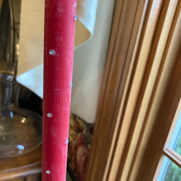 NWT MacKenzie-Childs Red tapers, dinner candles with small diamonds.Quant:2Boxed - Picture 6 of 13